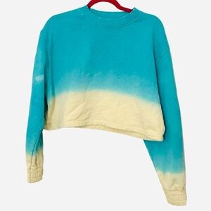 Apparis Tie-Dye Ombre Blue Cropped Crewneck Sweatshirt size Medium